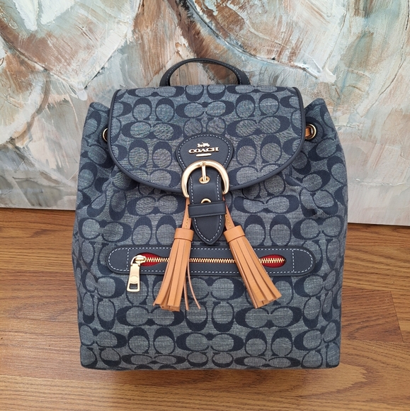 🔥RARE😍NWT NEW Coach Kleo Backpack in Signature Chambray - Picture 1 of 13